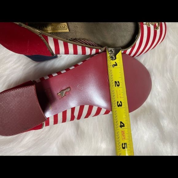 Babycham Rochelle Anchor red white and blue black heels slip on shoes size 6 - Picture 10 of 11